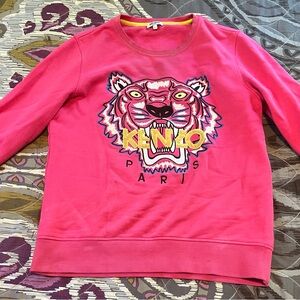 KENZO embroidered tiger sweatshirt in hot pink.